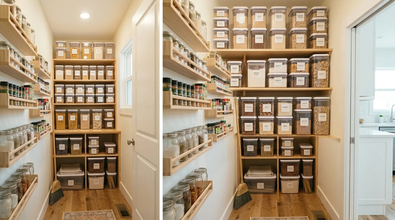 Stackable pantry storage bins maximizing space